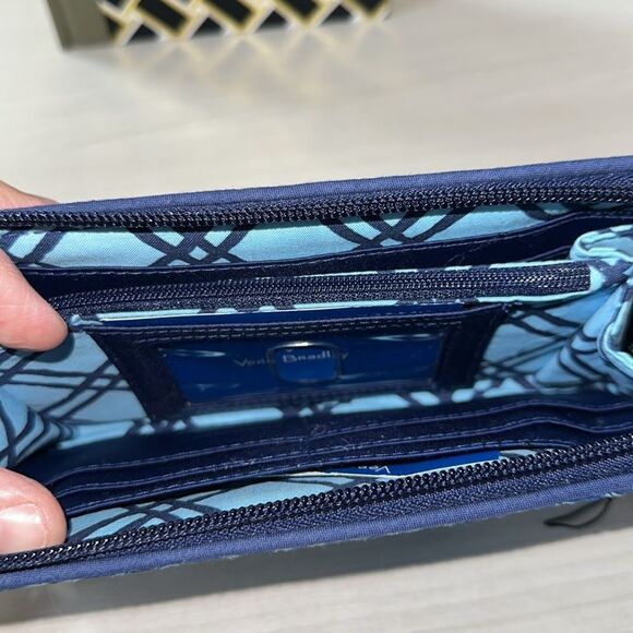 VB RFID Signature Cotton Navy Light Blue Cuban Tiles Georgia Wallet - Picture 13 of 16